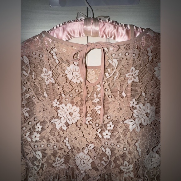 Altar'd State Rauma Dress Neutral Cream Floral Lace Mesh Long Sleeve Size M. EUC - Picture 2 of 12
